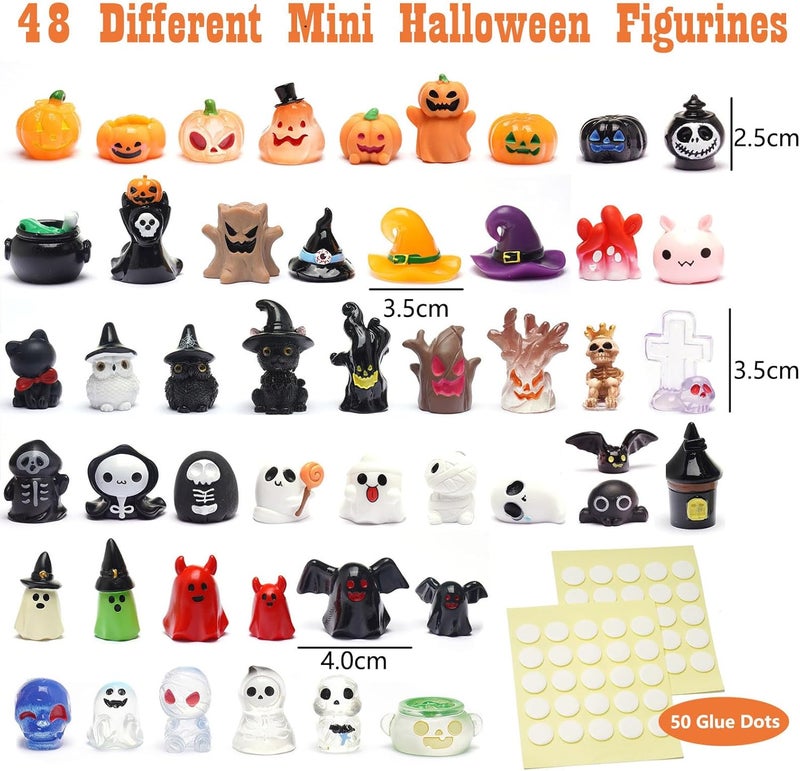ZMRU Halloween Miniatures - 48 Types Miniature Figurines Mini Resin Animals, for Halloween Decorations, Halloween Party Favors Bag Fillers Garden Dollhouse Decor - Image 2